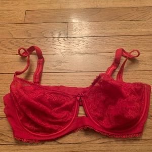 Victoria's Secret red bra, size 36 DD Very Sexy Balconet.